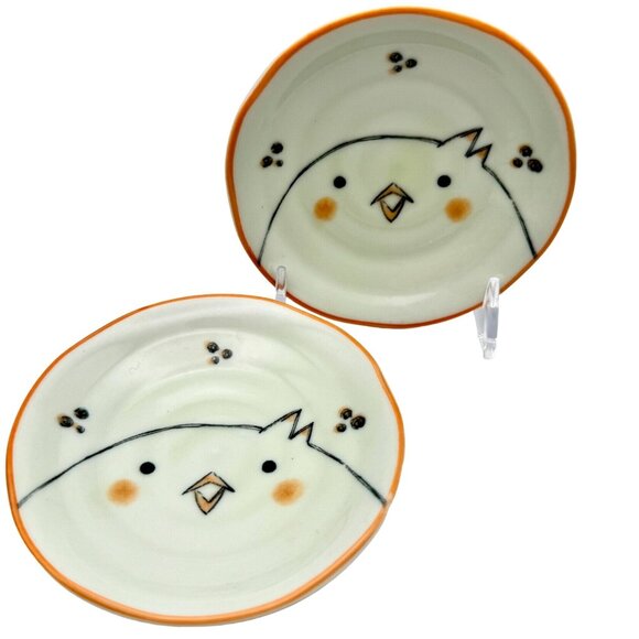 Kotobuki Kanemi 4 Inch Ceramic Chick Plates Set Of 2 - Picture 1 of 5